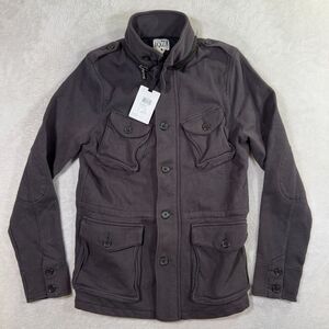 NWT Reiss Military Jacket Men Small Grey Lined Utility Pockets Button Zip Button